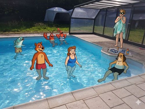 Piscine privée couverte du gîte avec dôme ouvert